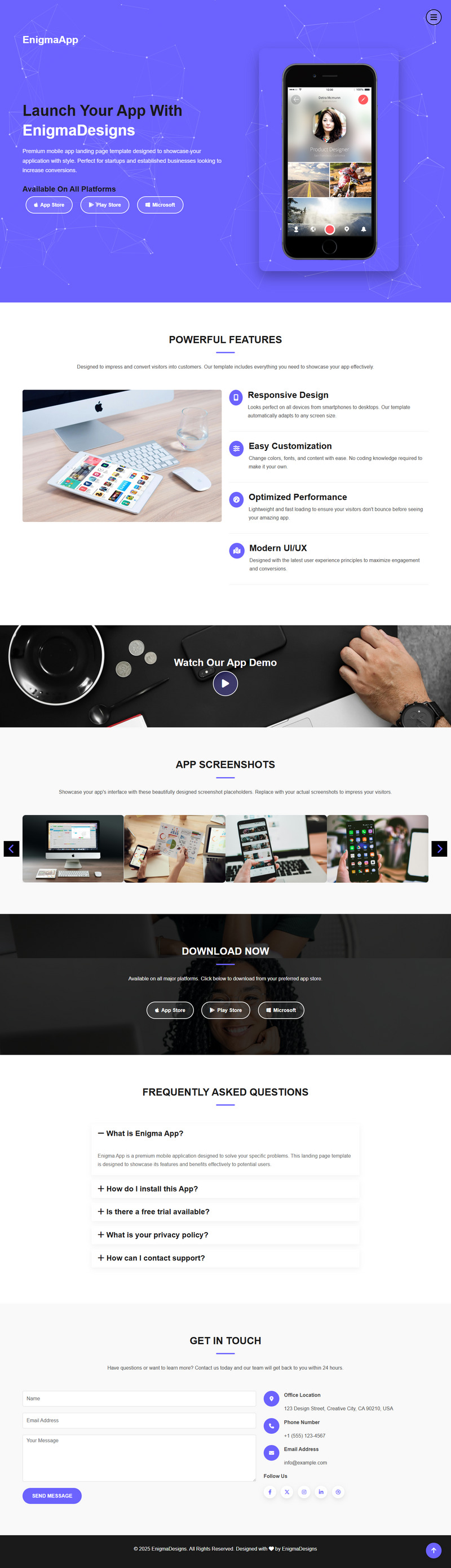 Enigma App - Premium Mobile App Landing Page Template - Features Image 1