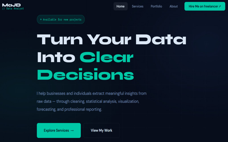 Data lancer Pulse - Data Analyst Freelancer Portfolio & Services HTML Template - Features Image 1
