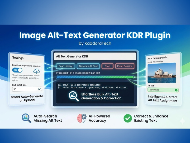 Générateur de texte alternatif d'images par IA Kaddora – Référencement et accessibilité automatiques pour WordPress - Caractéristiques de l’image 1
