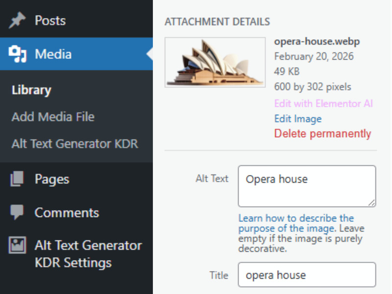 Générateur de texte alternatif d'images par IA Kaddora – Référencement et accessibilité automatiques pour WordPress - Caractéristiques de l’image 2