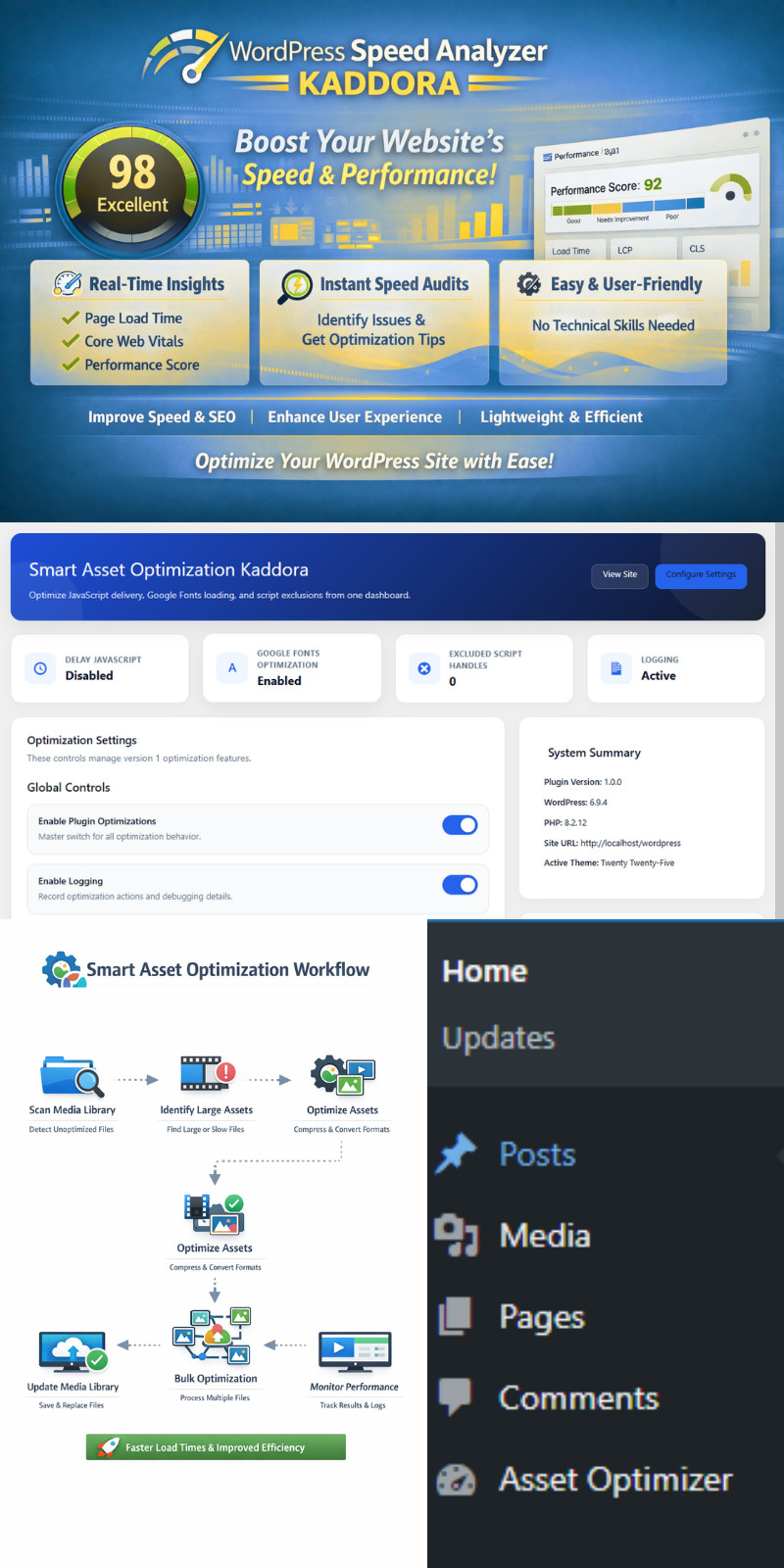 Extension Kaddora Smart Speed Optimization pour WordPress – Amélioration des performances et de la vitesse de chargement des pages - Caractéristiques de l’image 1