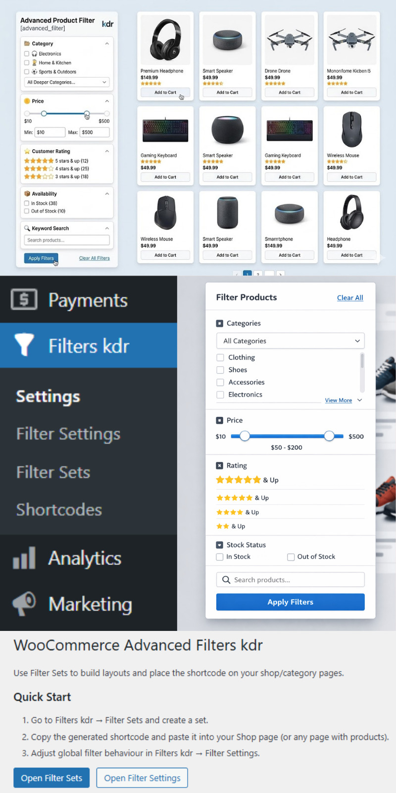 Filtres de produits avancés Kaddora – Extension de recherche et de filtrage WooCommerce pour WordPress - Caractéristiques de l’image 1