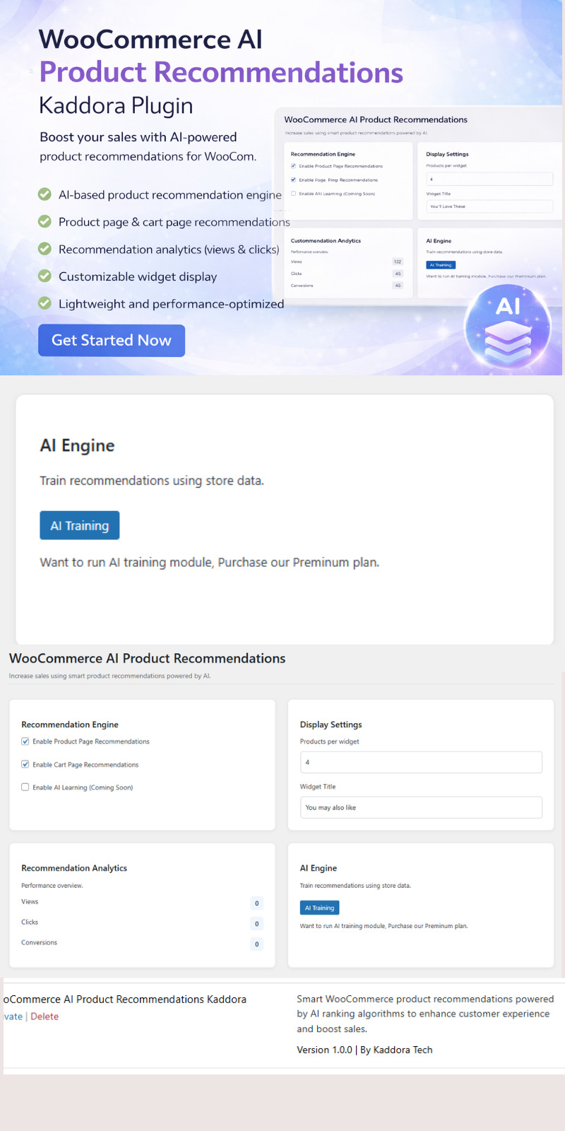 Rekomendacje produktów AI dla WooCommerce – inteligentna wtyczka do sprzedaży dodatkowej i krzyżowej firmy Kaddora - Obraz funkcji 1