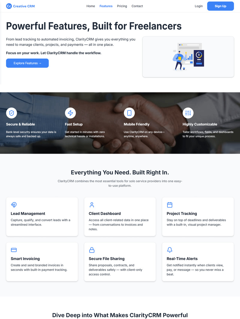ClarityCRM – szablon panelu administracyjnego SaaS React + Tailwind i CRM - Obraz funkcji 3