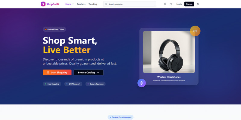 ShopSwift – Tema frontend moderno per eCommerce React - Caratteristiche Immagine 1