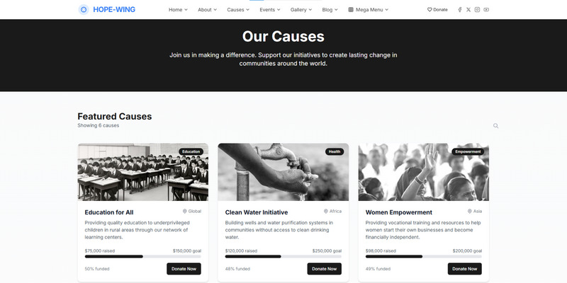 HopeWing – Charity and NGO React Tailwind UI Template - Features Image 5