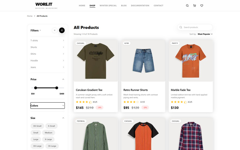 Woreit - Modello di e-commerce frontend React Native - Caratteristiche Immagine 2