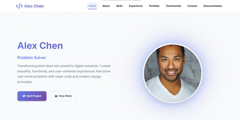 Alex Chen è un tema di portfolio di alta qualità - Caratteristiche Immagine 1
