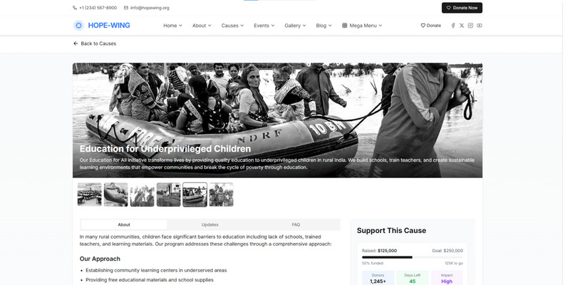 HopeWing – Charity and NGO React Tailwind UI Template - Features Image 4