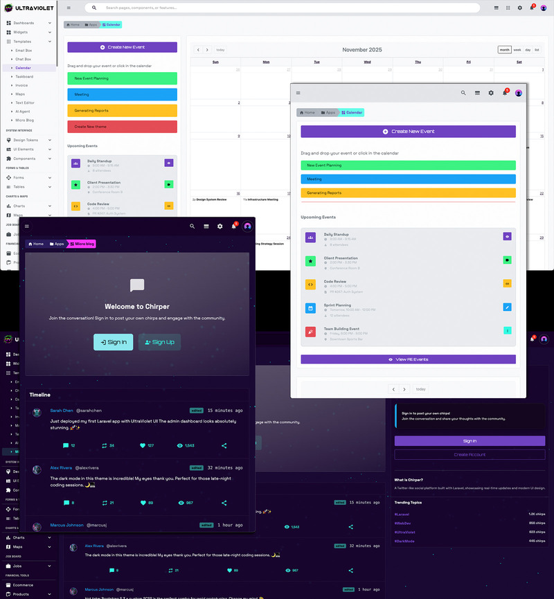 UltraViolet Pro: HUD, Koyu Mod ve RTL ile Bootstrap 5 Statik HTML Yönetici Panosu Şablonu - Features Image 2