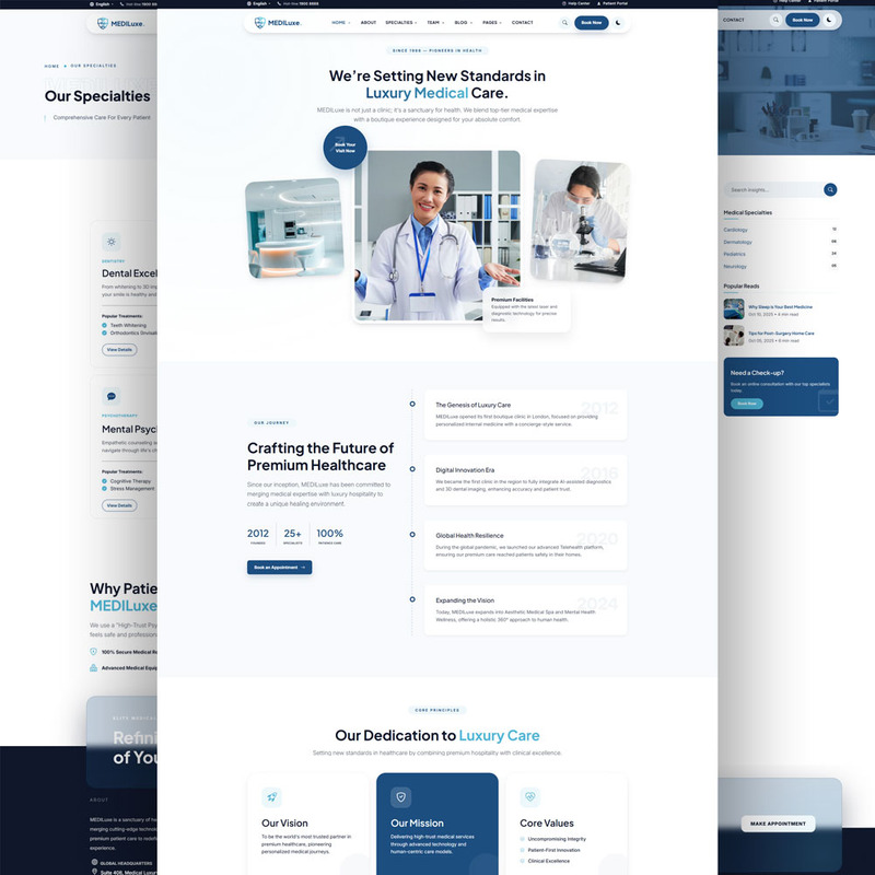 MEDILuxe – преміальний шаблон HTML для медичного обслуговування та клінік - Features Image 1