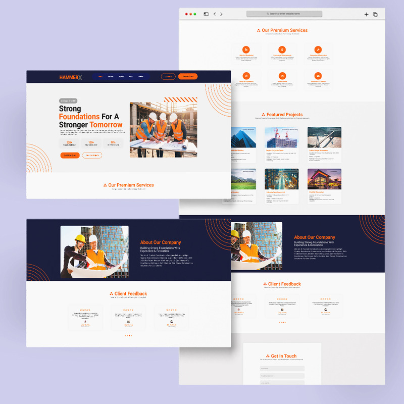 HammerX – Byggföretags webbplatsgränssnittskit för Figma - Features Image 1