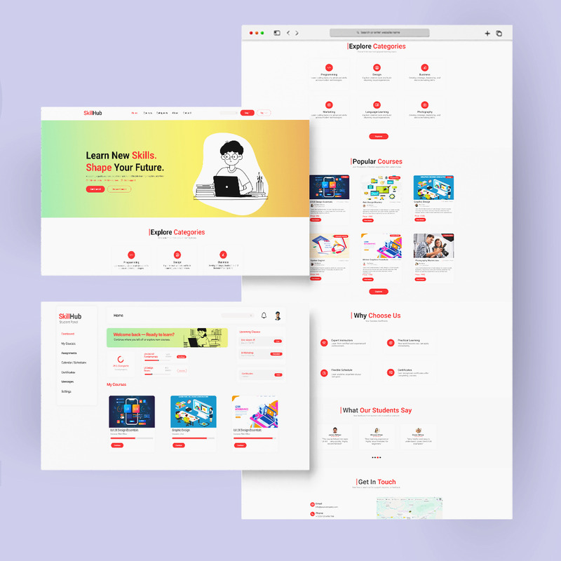Skill Hub UI – Mall för onlinekurser och lärplattform - Features Image 1