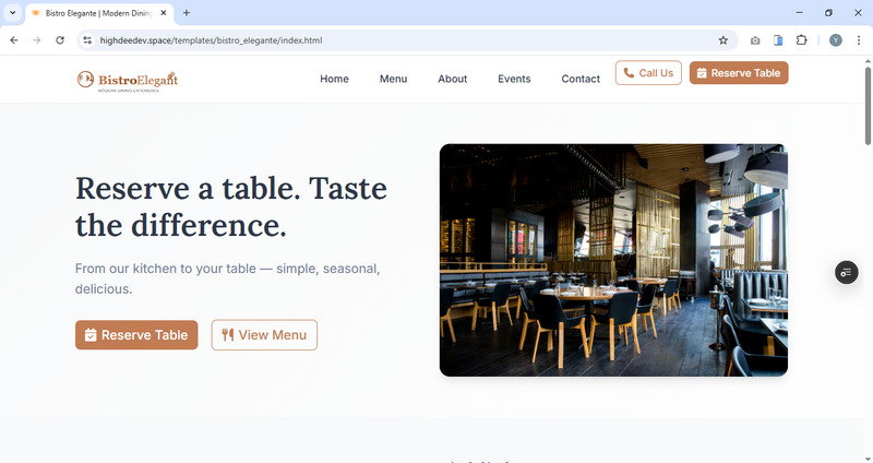 Bistro Elegante - Restaurant and Cafe Website Template - Features Image 1