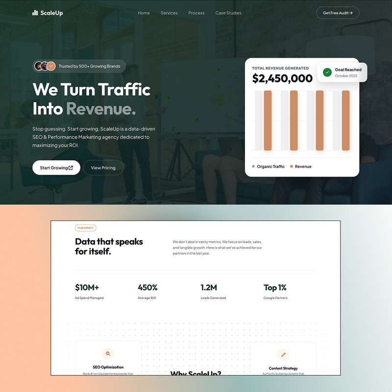 ScaleUp - SEO-bureau, digitale marketing & SaaS One Page HTML-sjabloon (gratis) - Features Image 1
