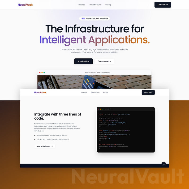 NeuralVault — Modèle HTML de page d'accueil pour solution SaaS d'IA d'entreprise - Caractéristiques de l’image 1