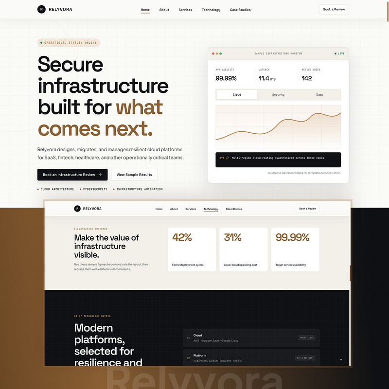 Relyvora – Modello HTML5 per la sicurezza informatica nel cloud IT - Caratteristiche Immagine 1