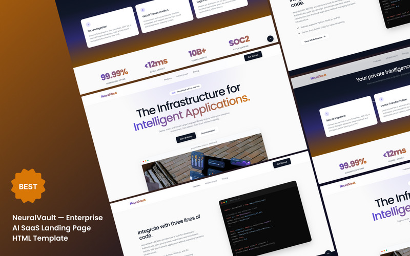 NeuralVault – AI SaaS Startup and Tech Responsive Landing Page - Features Image 1