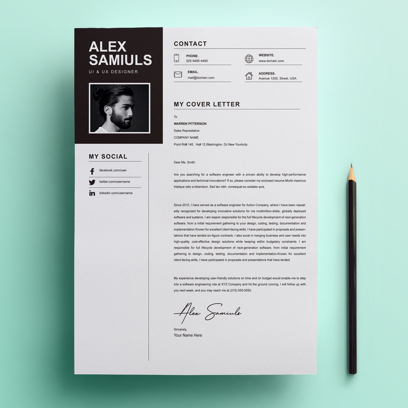 Alex Samiuls - modelo de currículo para impressão do UX / UI Designer - Features Image 3