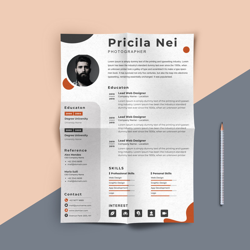 Pricila Nei - professional Photographer Printable Resume Templates - Features Image 1