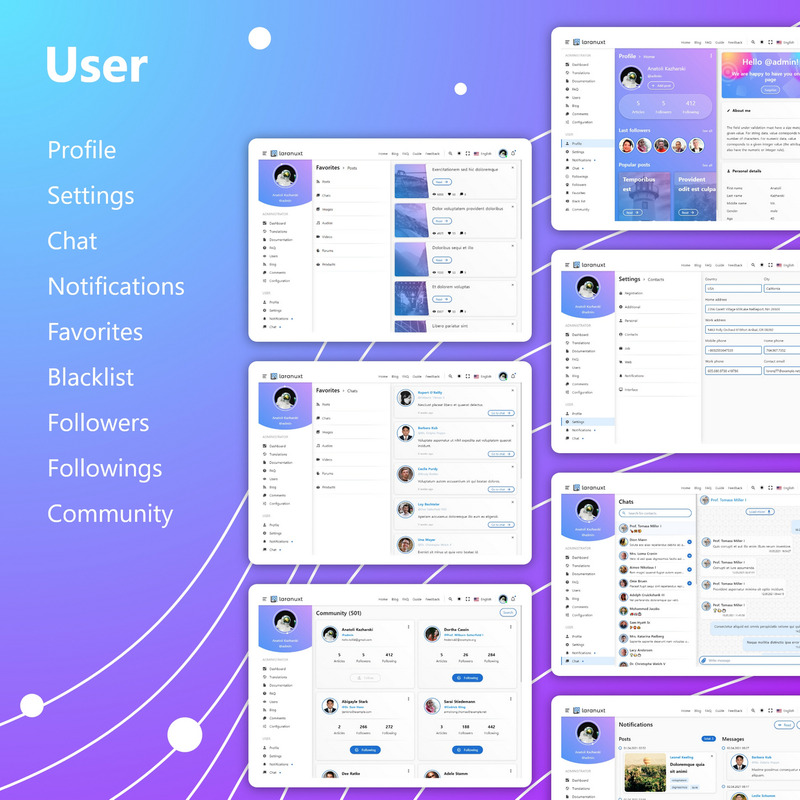 Laranuxt - Laravel, NuxtJS and VueJS Admin Template Theme - Features Image 6