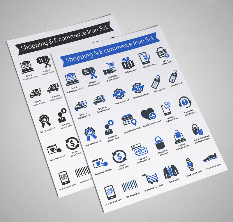 Shopping och e -handel Ikonuppsättning - Features Image 1