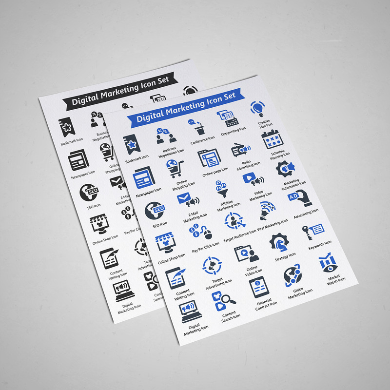 Digital marknadsföring Ikonuppsättning - Features Image 1