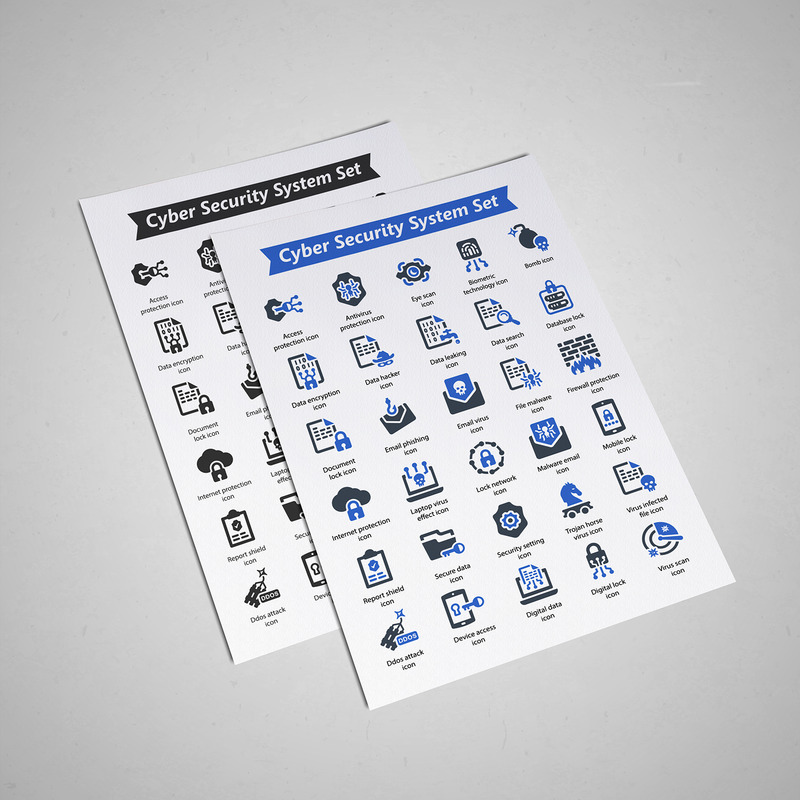 Набор иконок системы кибербезопасности - Features Image 1