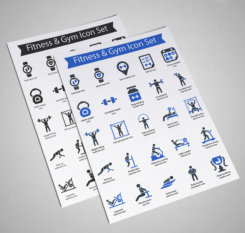 Fitness och gym glyph ikonuppsättning - Features Image 1
