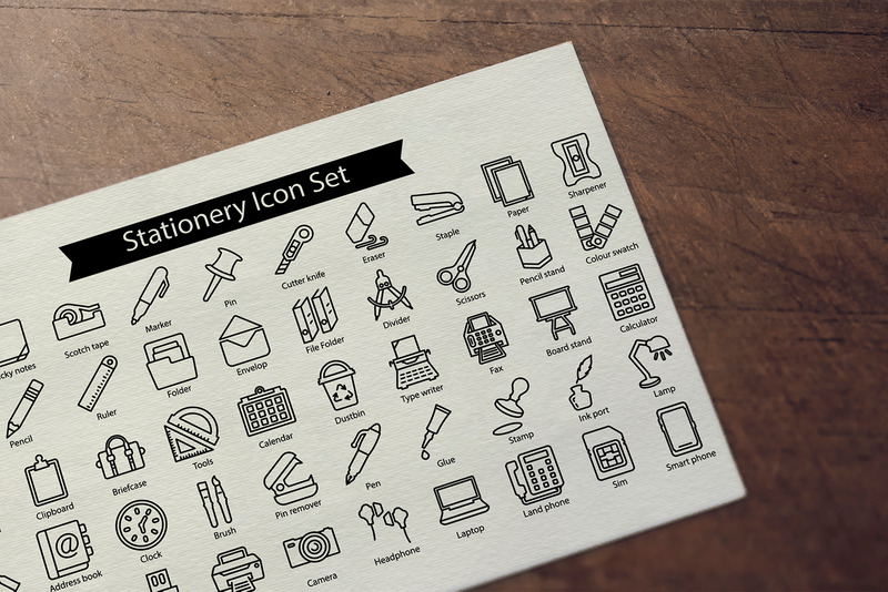 Шаблон набора иконок для канцелярских товаров - Features Image 1