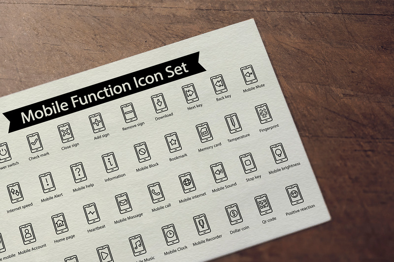 Шаблон набора значков линии мобильной функции - Features Image 1