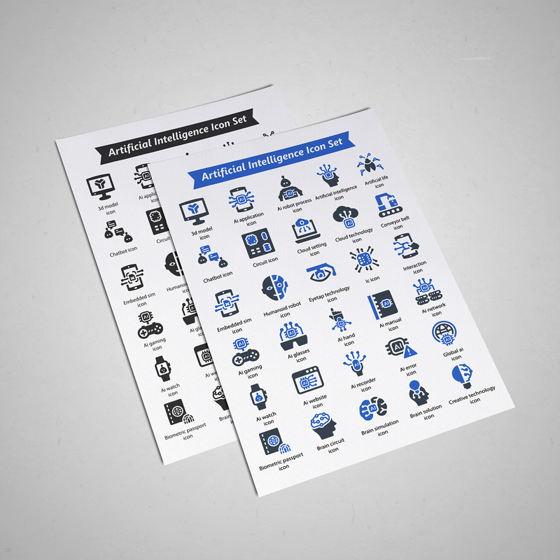 Ikonuppsättning för artificiell intelligens - Features Image 1