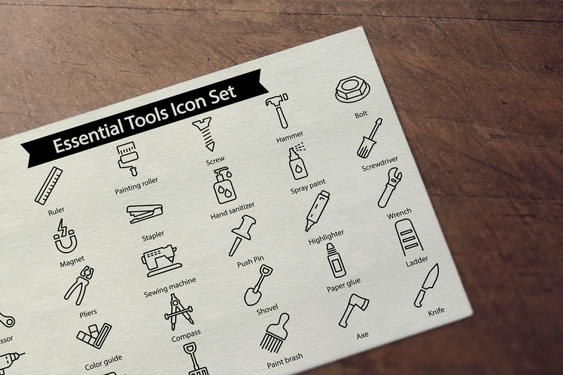 Viktiga verktyg Line Icon Set Mall - Features Image 1