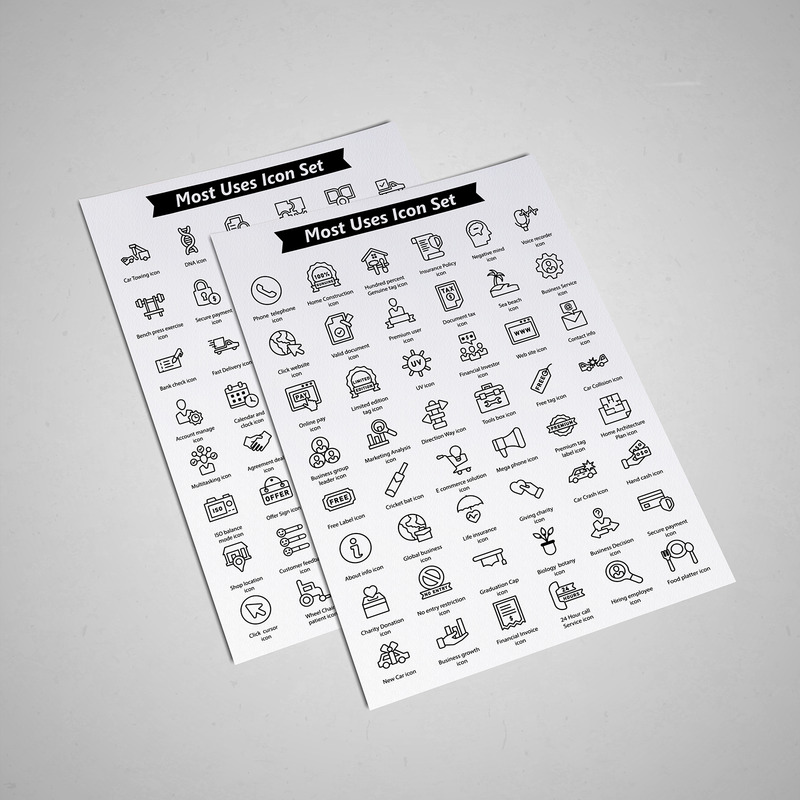 Шаблон набора значков линии наиболее частого использования - Features Image 1