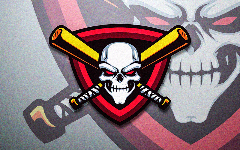 Double Bat Skull Baseball Mascot - Features Image 1