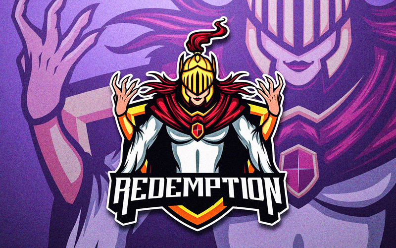 Armored Golden Helmet Knight Lady Witch Vector Mascot - Features Image 1