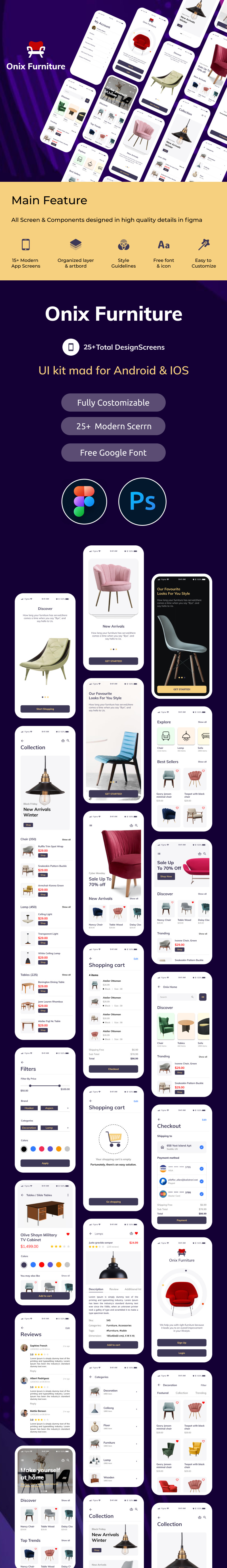 Onix - Mobilní sada uživatelského rozhraní obchodu s nábytkem a bytovými dekoracemi - Features Image 1