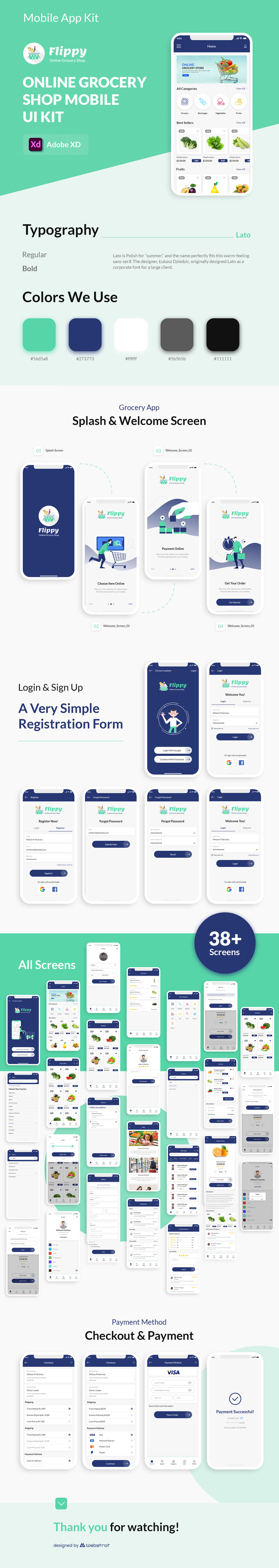 Flippy - Мобильное приложение Adobe XD для продуктового магазина - Features Image 1