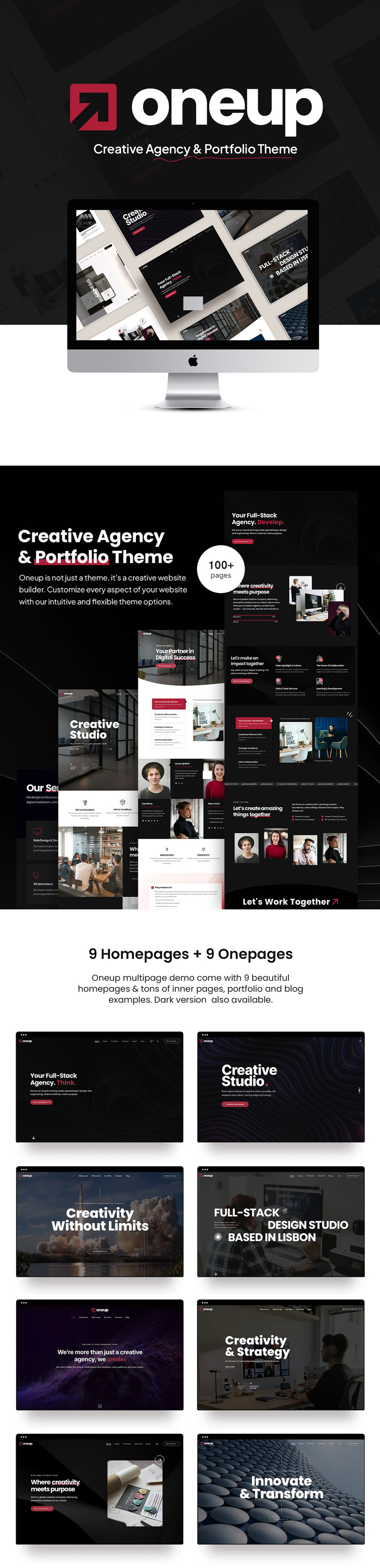 Oneup – Modern ügynökség és portfólió WordPress téma - Features Image 1