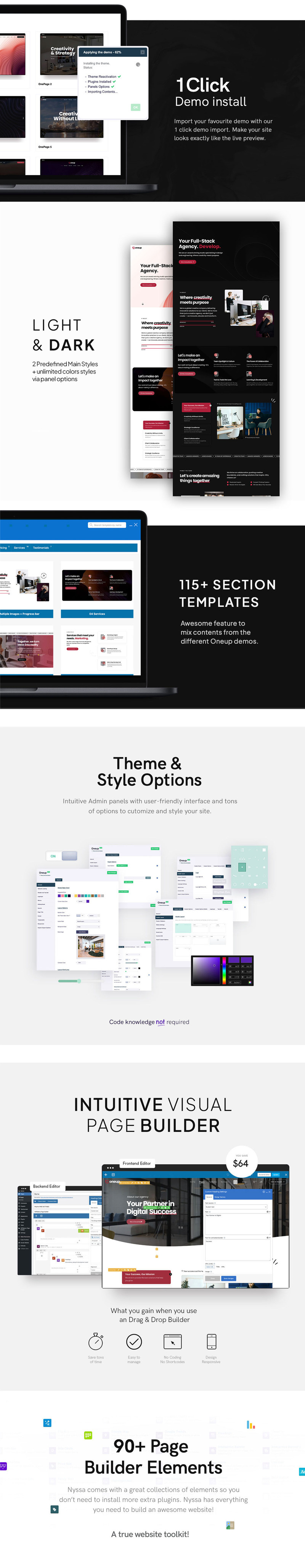 Oneup – Modern ügynökség és portfólió WordPress téma - Features Image 2