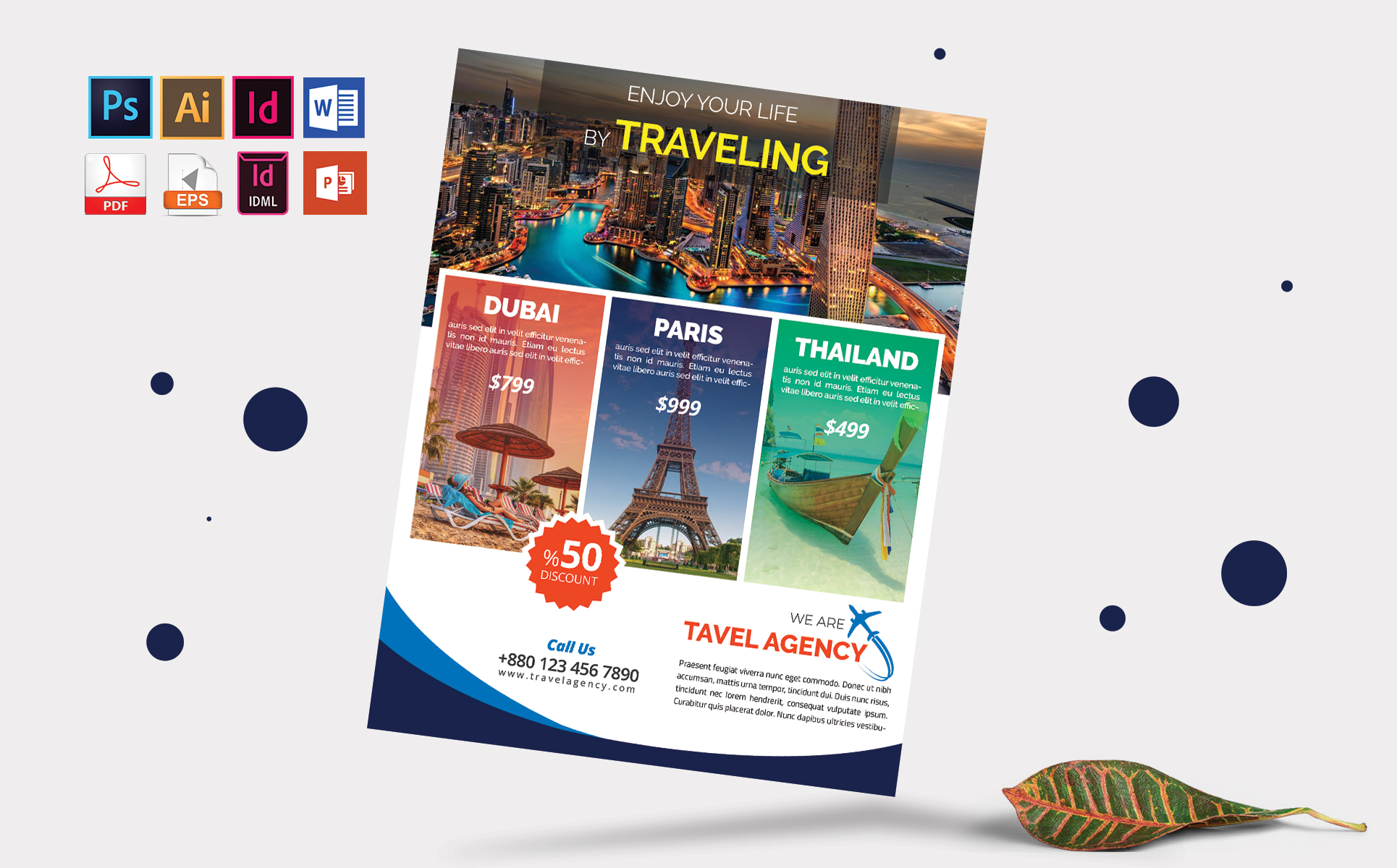 Download Фирменный стиль "Travels & Tours Flyer Vol-02 - Corporate Identity Template" / Travels & Tours Flyer Vol-02 - Corporate Identity Template - Фирменный стиль travel,tour,flyer,travel-flyer,tourism,travelism,thailand,seychelles,phuket,kashmir,london,psd,template,print,brochure,download,canada