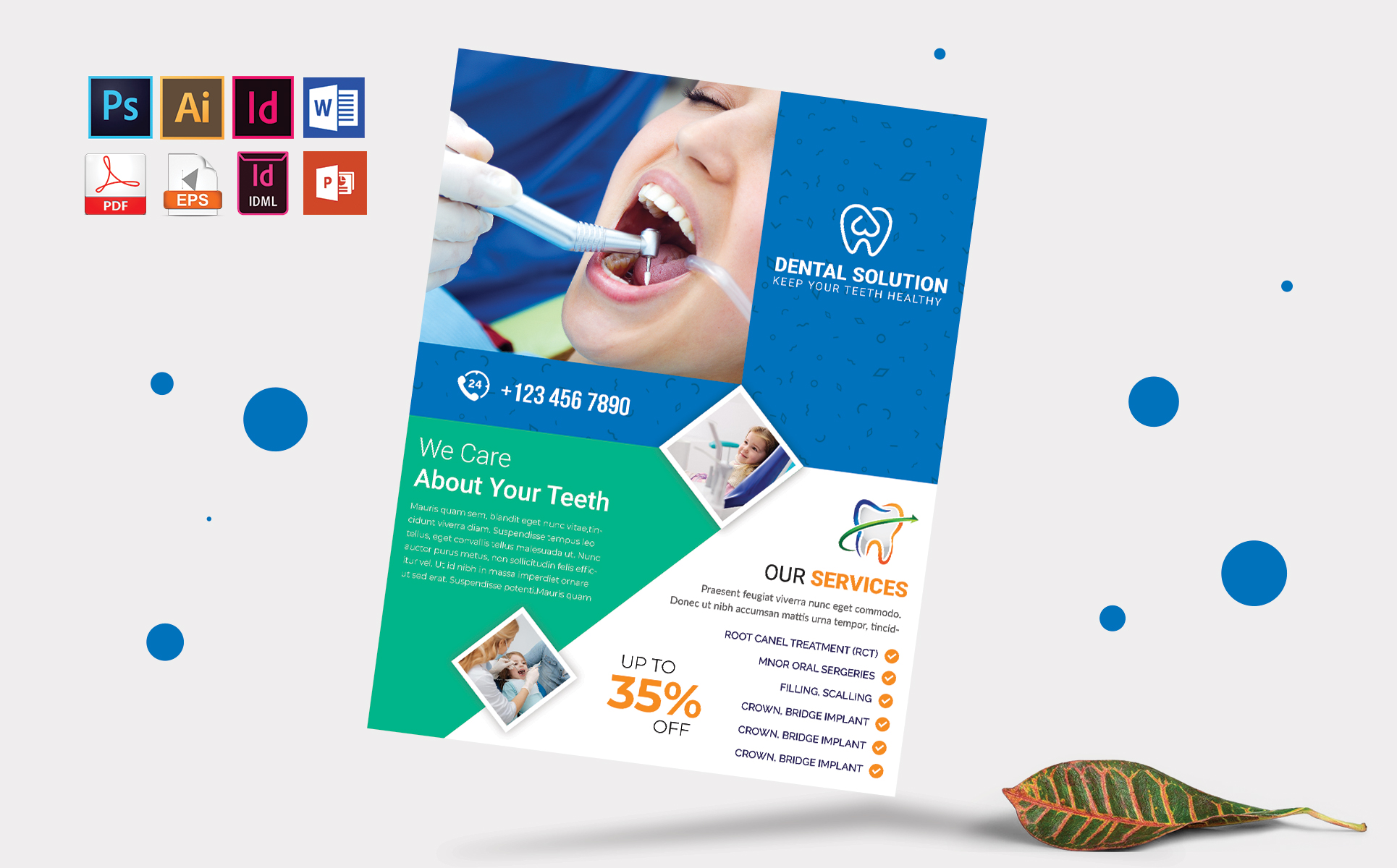 Download Фирменный стиль "Dental Flyer Vol-03 - Corporate Identity Template" / Dental Flyer Vol-03 - Corporate Identity Template - Фирменный стиль flyer,dental,doctor,corporate,psd,ai,print,template,vector,eps,indesign,microsoft,word,ms,brand,identity