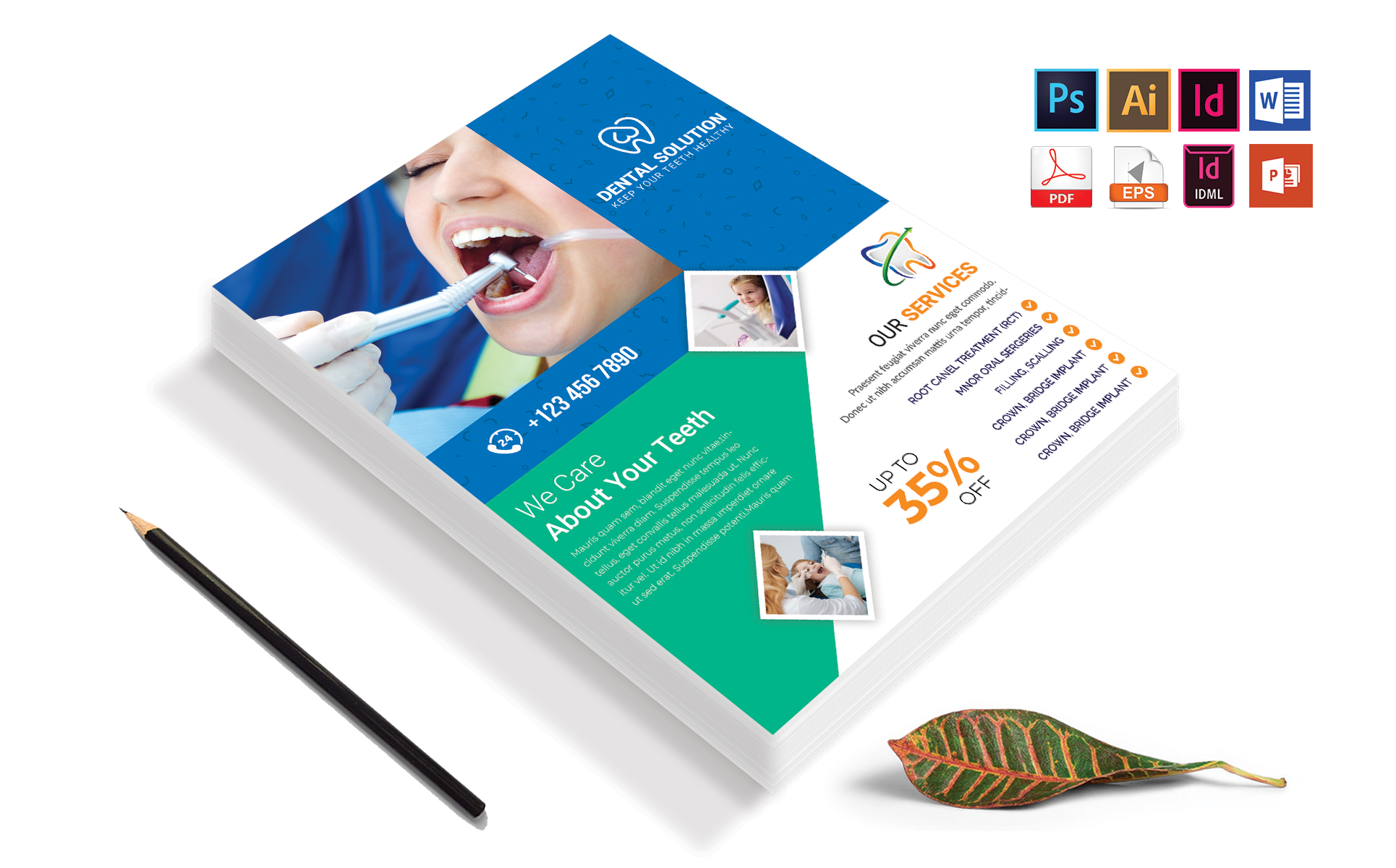 Download Фирменный стиль "Dental Flyer Vol-03 - Corporate Identity Template" / Dental Flyer Vol-03 - Corporate Identity Template - Фирменный стиль flyer,dental,doctor,corporate,psd,ai,print,template,vector,eps,indesign,microsoft,word,ms,brand,identity