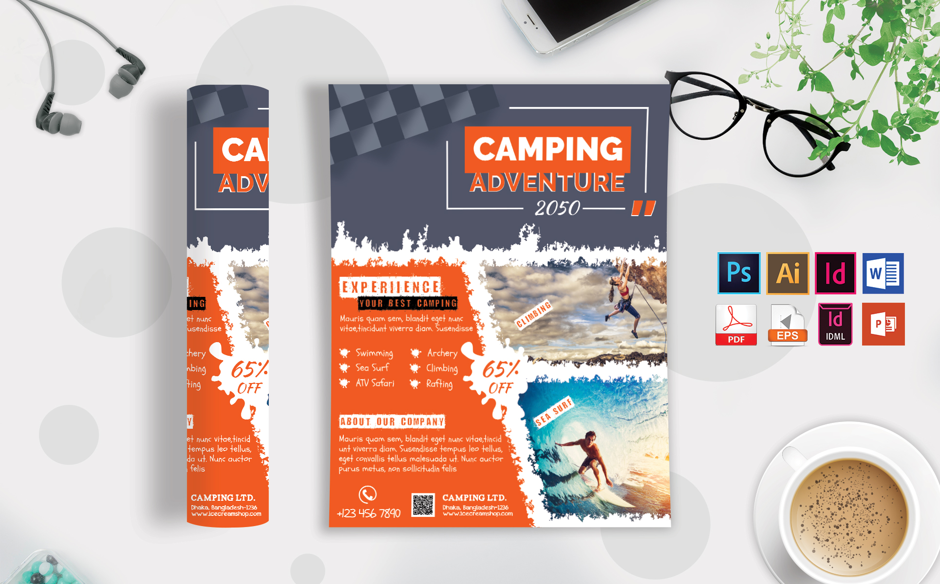 Download Фирменный стиль "Camping Adventure Flyer Vol-01 - Corporate Identity Template" / Camping Adventure Flyer Vol-01 - Corporate Identity Template - Фирменный стиль camp,camping,adventure,tour,travel,hill,surfing,jumping,flyer,poster,mountain,forest,sea,beach