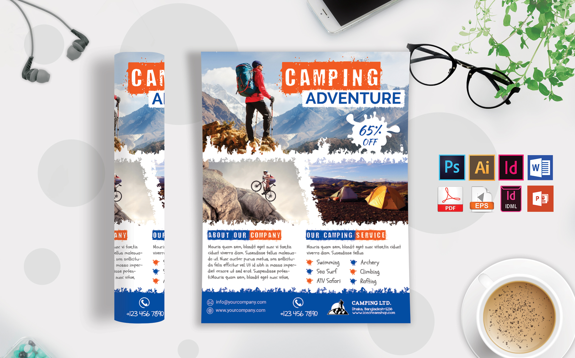Download Фирменный стиль "Camping Adventure Flyer Vol-02 - Corporate Identity Template" / Camping Adventure Flyer Vol-02 - Corporate Identity Template - Фирменный стиль camp,camping,adventure,tour,travel,hill,surfing,jumping,flyer,poster,mountain,forest,sea,beach
