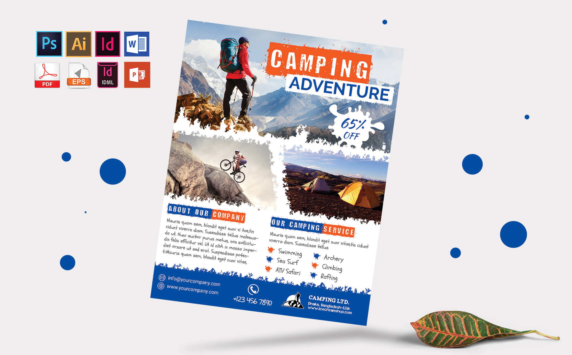 Download Фирменный стиль "Camping Adventure Flyer Vol-02 - Corporate Identity Template" / Camping Adventure Flyer Vol-02 - Corporate Identity Template - Фирменный стиль camp,camping,adventure,tour,travel,hill,surfing,jumping,flyer,poster,mountain,forest,sea,beach