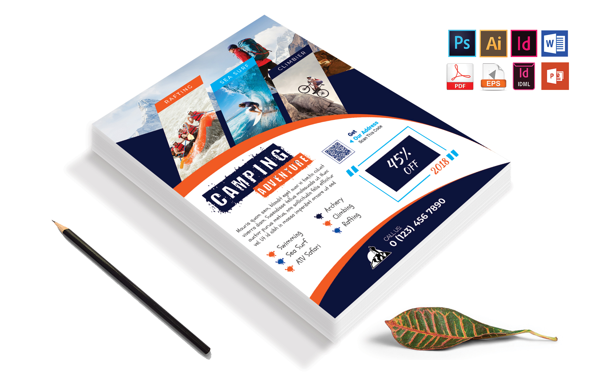 Download Фирменный стиль "Camping Adventure Flyer Vol-03 - Corporate Identity Template" / Camping Adventure Flyer Vol-03 - Corporate Identity Template - Фирменный стиль camp,camping,adventure,tour,travel,hill,surfing,jumping,flyer,poster,mountain,forest,sea,beach