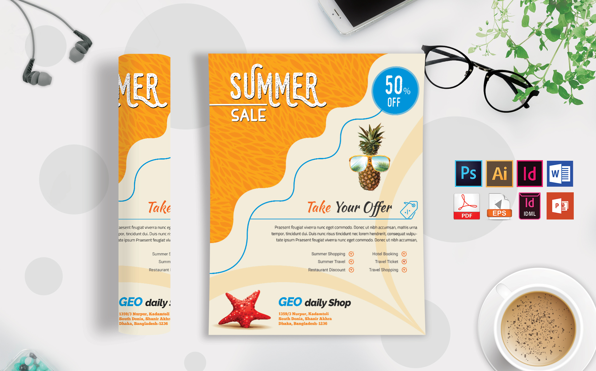 Download Фирменный стиль "Summer Sale Flyer Vol-01 - Corporate Identity Template" / Summer Sale Flyer Vol-01 - Corporate Identity Template - Фирменный стиль summer,sale,discount,offer,flyer,poster,tour,travel,psd,eps,indesign,ms,word,powerpoint,idml,vector,pdf,print,template,ready