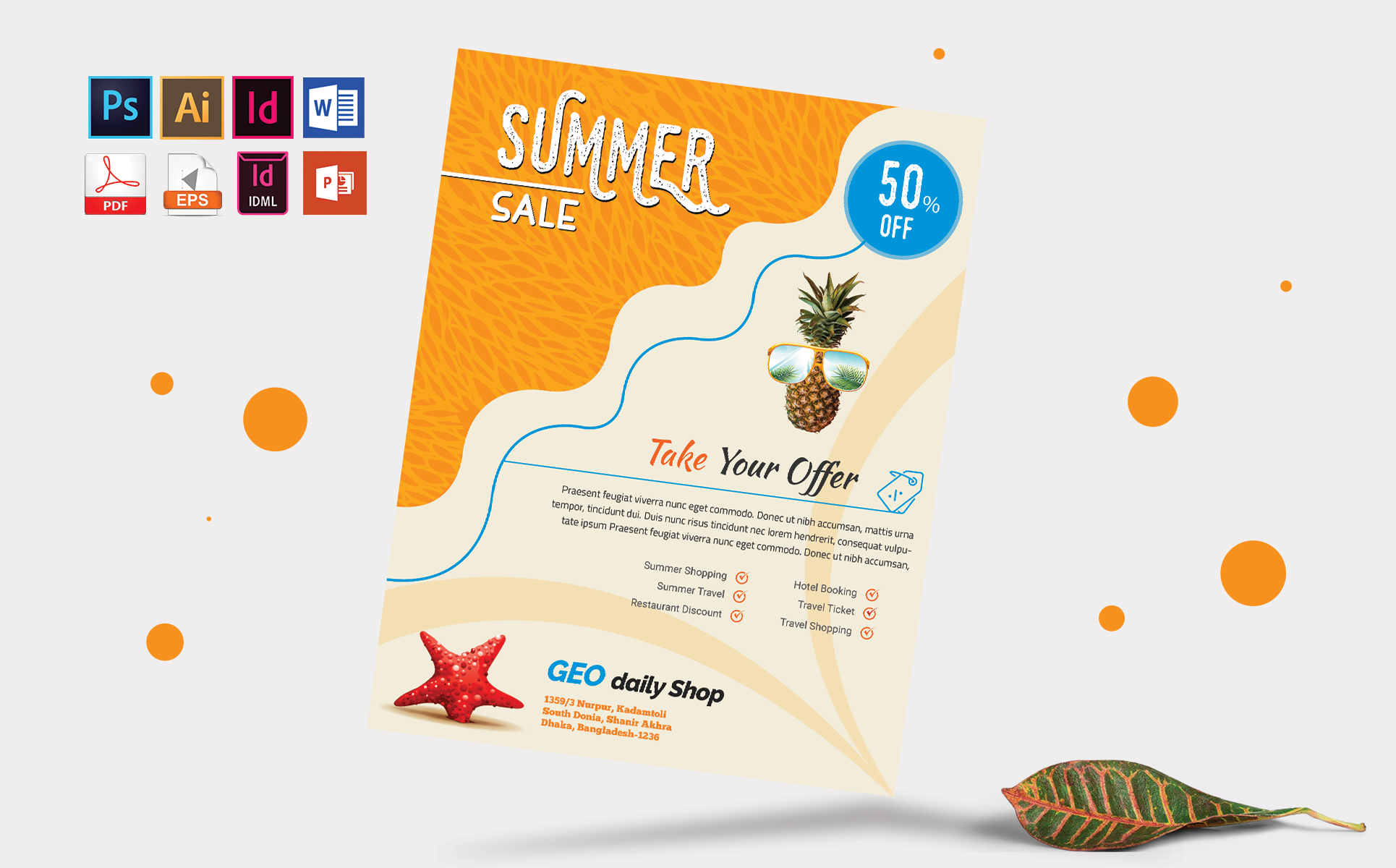 Download Фирменный стиль "Summer Sale Flyer Vol-01 - Corporate Identity Template" / Summer Sale Flyer Vol-01 - Corporate Identity Template - Фирменный стиль summer,sale,discount,offer,flyer,poster,tour,travel,psd,eps,indesign,ms,word,powerpoint,idml,vector,pdf,print,template,ready