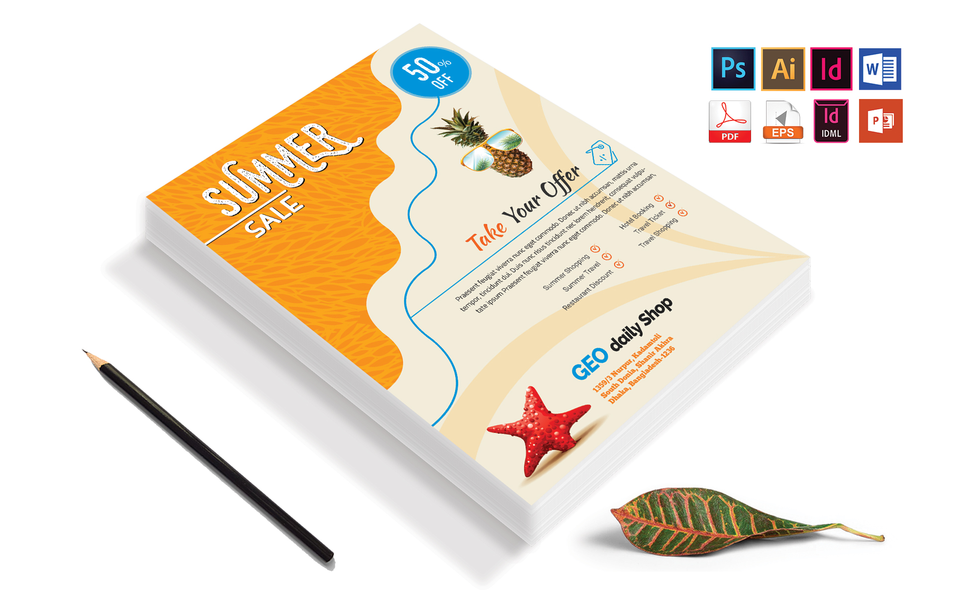 Download Фирменный стиль "Summer Sale Flyer Vol-01 - Corporate Identity Template" / Summer Sale Flyer Vol-01 - Corporate Identity Template - Фирменный стиль summer,sale,discount,offer,flyer,poster,tour,travel,psd,eps,indesign,ms,word,powerpoint,idml,vector,pdf,print,template,ready